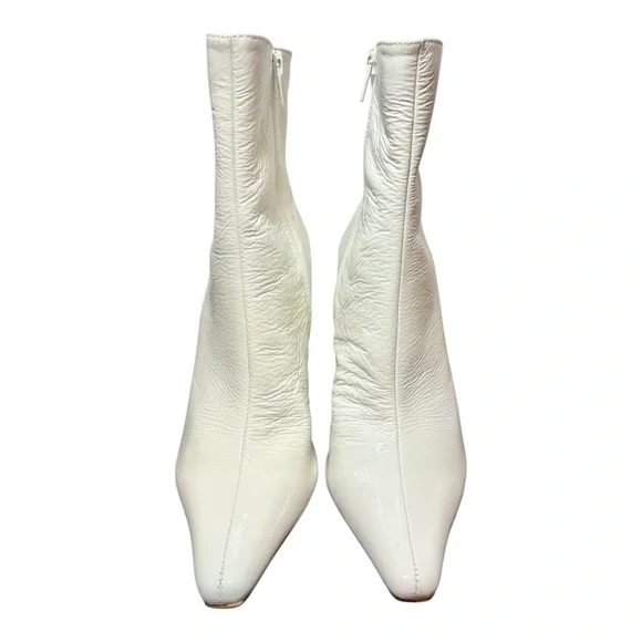 STEVE MADDEN Zoe White Patent Heeled Booties - Picture 2 of 9